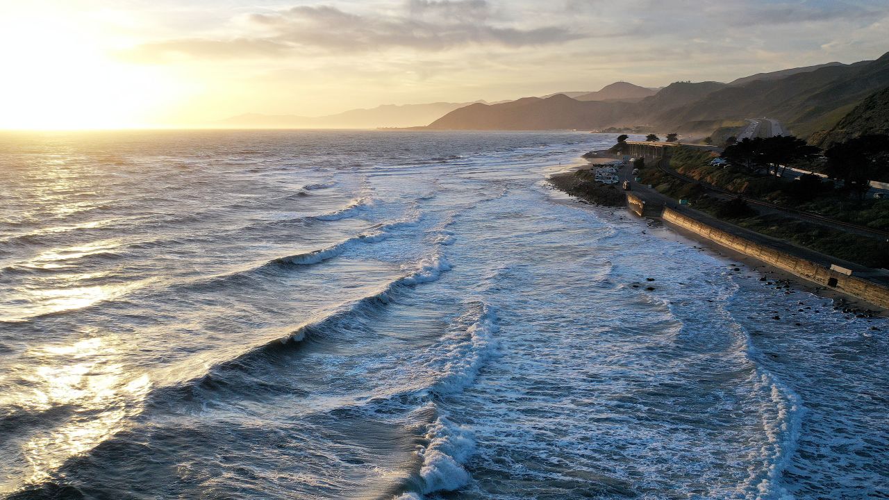 The Pacific Ocean and coastline are seen in Ventura, California, in 2022.