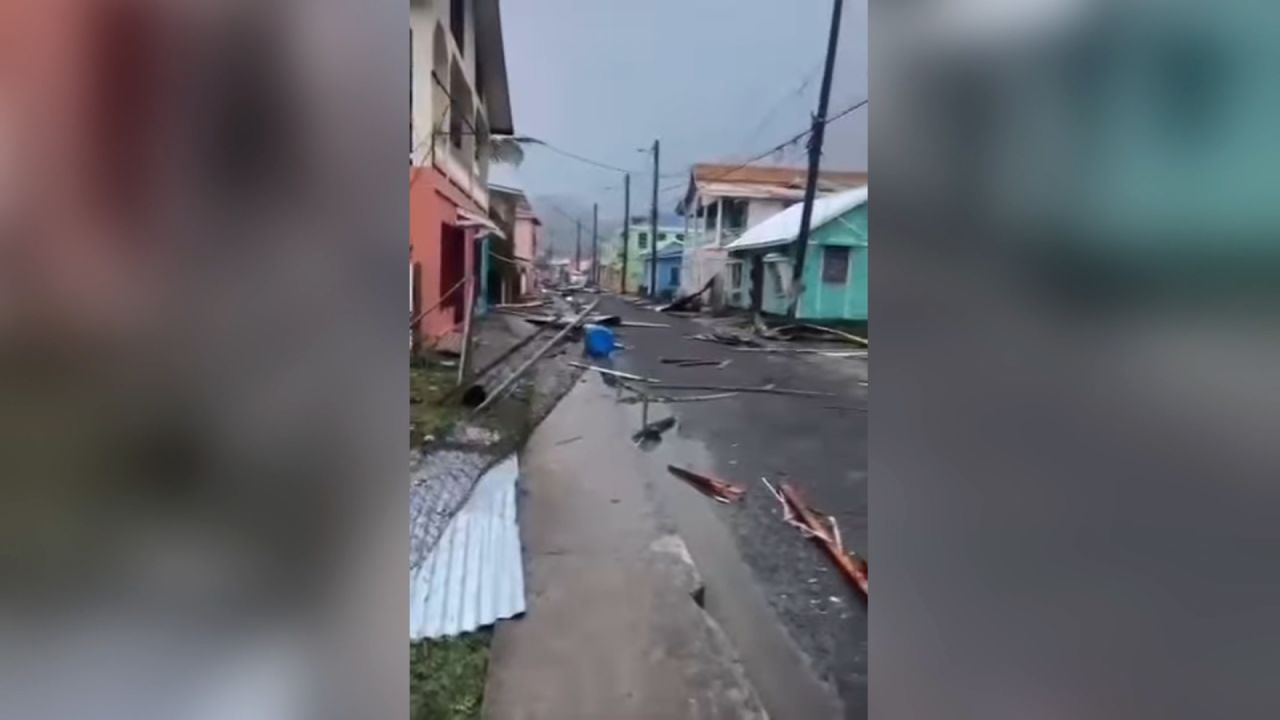 Damage from Hurricane Beryl is seen in Carriacou, Grenada, on Monday.