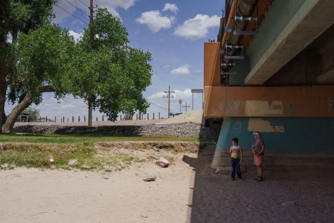 The dry bed of the Rio Grande in Las Cruces, New Mexico, on May 13, 2023.