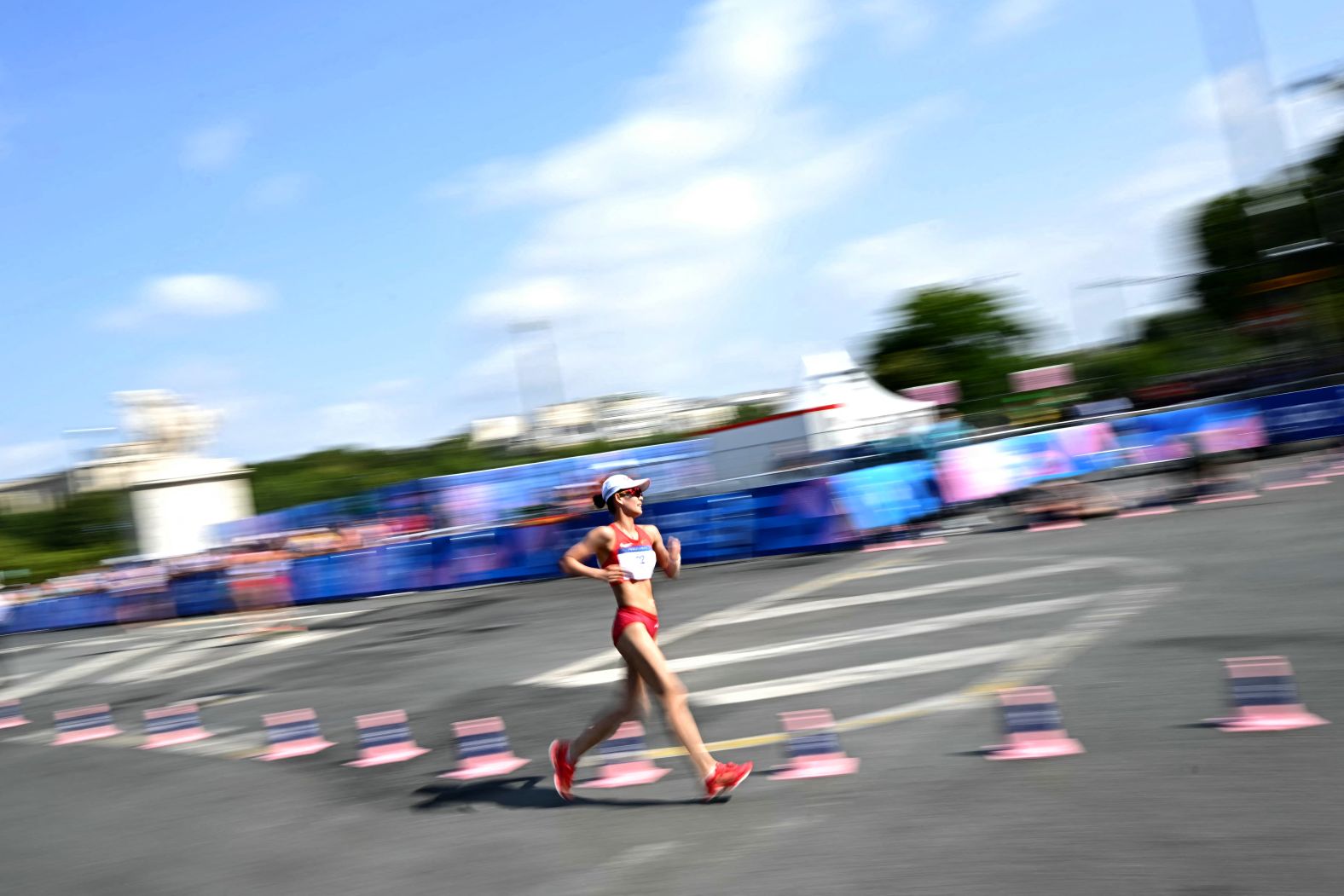 China's Yang Jiayu competes in the 20-kilometer race walk, <a href="https://www.cnn.com/sport/live-news/paris-olympics-news-2024-08-01-24#h_5c9822d7a3145cec283cd7a5991aa708">which she won</a> on August 1.