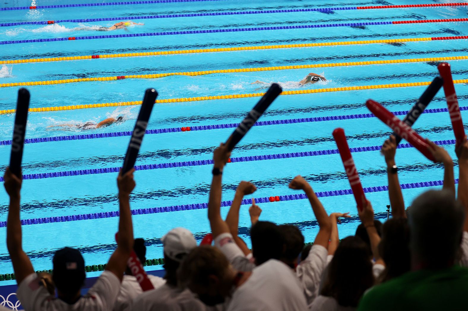 <strong>Katie Ledecky (United States):</strong> Ledecky, seen here on the right, dominated at the 2016 Olympics, winning five gold medals and setting two world records — one in the 400-meter freestyle and one in the 800-meter freestyle. She was the first swimmer since 1968 to win the 200-, 400- and 800-meter freestyles at the same Olympics. At the Tokyo Games, she won four more medals, including golds in the 800- and 1,500-meter freestyle. <a href="https://www.cnn.com/2024/06/16/sport/katie-ledecky-qualifies-paris-olympics-spt-intl/index.html">This will be her fourth Olympics</a>.