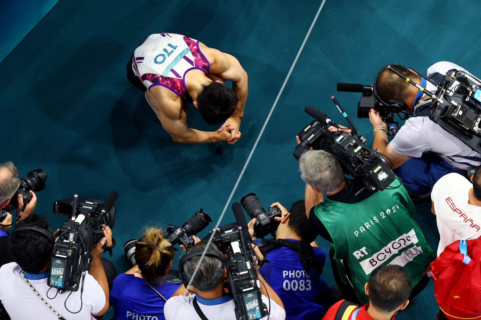 Carlos Edriel Yulo reacts after he won the floor exercise final on August 3 and made history as the <a href="https://www.cnn.com/2024/08/03/sport/carlos-edriel-yulo-olympic-moment-of-the-day/index.html">first man from the Philippines to ever win an Olympic gold medal</a>.