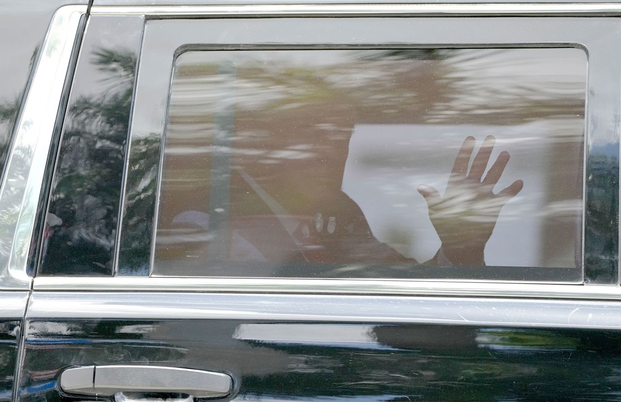 Former President Donald Trump leaves his Trump National Doral resort, Tuesday, June 13 in Doral, Florida.