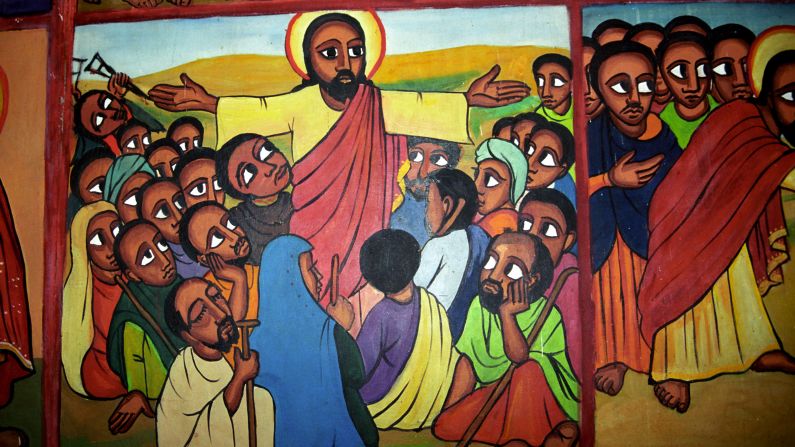 In Kalacha, Kenya, Jesus is portrayed as a black man, and is often painted this way in remote African villages. 