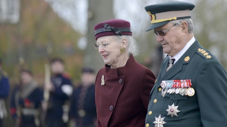 Queen Margrethe II of Denmark, seen here with her husband, Henrik, Prince Consort, <a href="http://kongehuset.dk/english/the-monarchy-in-denmark" target="_blank" target="_blank">succeeded her father on the throne</a> in 1972. 