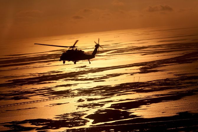 Flying over the Gulf of Mexico from Grand Isle to New Orleans, Louisiana, after the BP oil spill on June 4, 2010. 