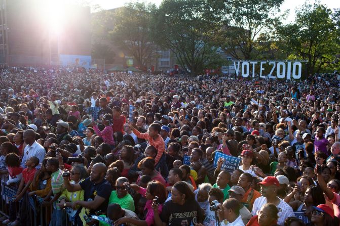 Addressing a rally in Philadelphia, Pennsylvania, on October 10, 2010. 