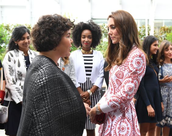 Catherine chats with guests at a reception for young Canadians at the Telus Gardens in Vancouver.  