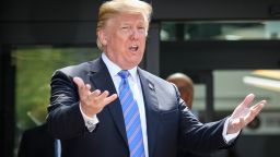 LA MALBAIE , QC - JUNE 09:  US President Donald Trump leaves after holding a press conference ahead of his early departure from the G7 Summit on June 9, 2018 in La Malbaie, Canada. Canada are hosting the leaders of the UK, Italy, the US, France, Germany and Japan for the two day summit, in the town of La Malbaie.  (Photo by Leon Neal/Getty Images)