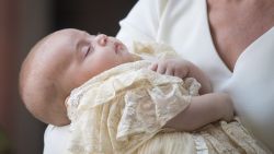 Kate, Duchess of Cambridge carries Prince Louis as they arrive for his christening service at the Chapel Royal, St James's Palace, London, Monday, July 9, 2018. (Dominic Lipinski/Pool Photo via AP)