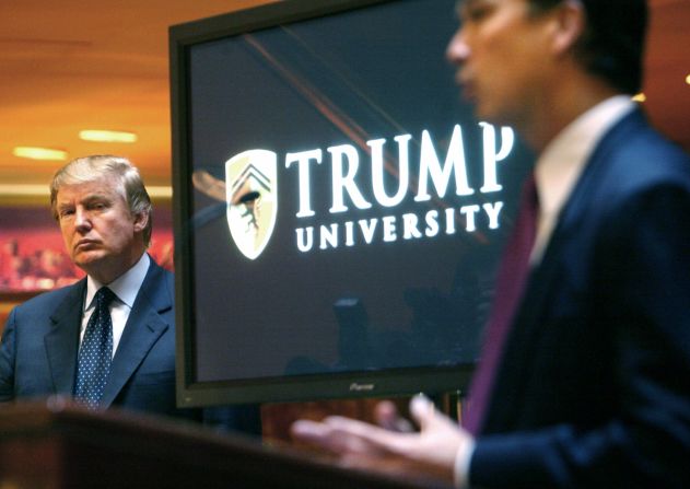 Trump attends a news conference in 2005 that announced the establishment of Trump University. From 2005 until it closed in 2010, Trump University had about 10,000 people sign up for a program that promised success in real estate. <a href="http://money.cnn.com/2016/03/08/news/trump-university-controversy-donald-trump/" target="_blank">Three separate lawsuits</a> — two class-action suits filed in California and one filed by New York's attorney general — argued that the program was mired in fraud and deception. In November 2016, just days after winning the presidential election, Trump agreed to settle the lawsuits. He repeatedly denied the fraud claims and said that he could have won at trial, but he said that as president he did not have time and wanted to focus on the country.