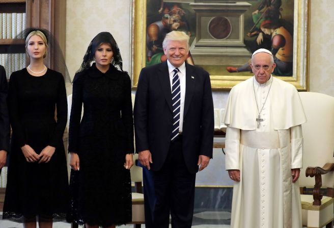 Pope Francis stands with Trump and his family during <a href="http://www.cnn.com/2017/05/23/politics/pope-trump-meeting/index.html" target="_blank">a private audience at the Vatican</a> in May 2017. Joining the president were his wife and his daughter Ivanka.