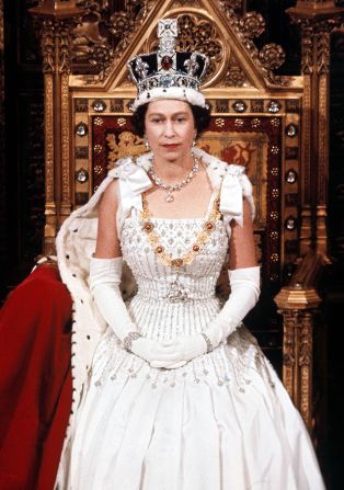 Queen Elizabeth II is seen during the state opening of Parliament in April 1966.