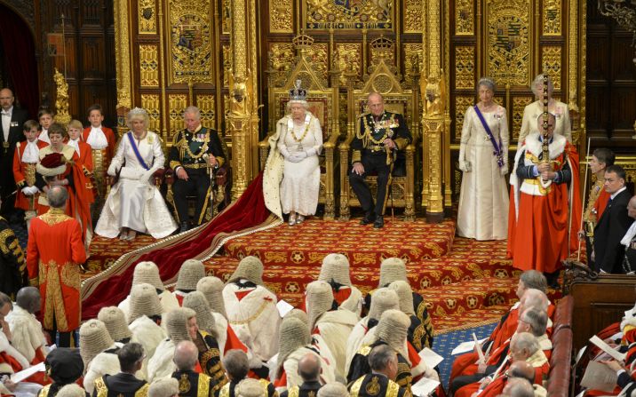 The Queen waits to give her speech during the state opening of Parliament in May 2015.