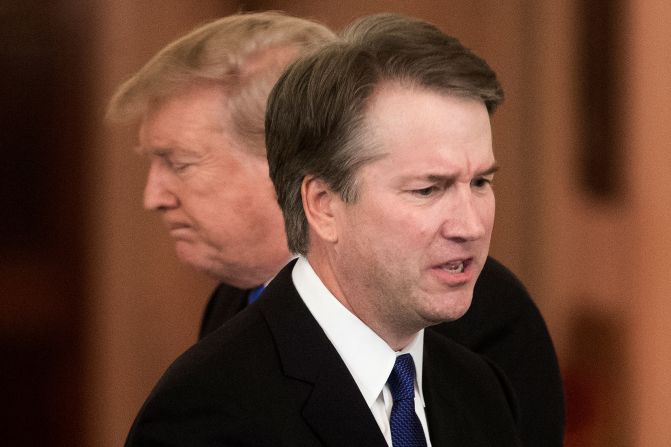 Trump announced in July 2018 that Brett Kavanaugh, foreground, was his choice to replace Supreme Court Justice Anthony Kennedy, who retired at the end of the month. Kavanaugh, who once clerked for Kennedy, <a href="https://www.cnn.com/2018/10/06/politics/kavanaugh-final-confirmation-vote/index.html" target="_blank">was confirmed</a> in October 2018.