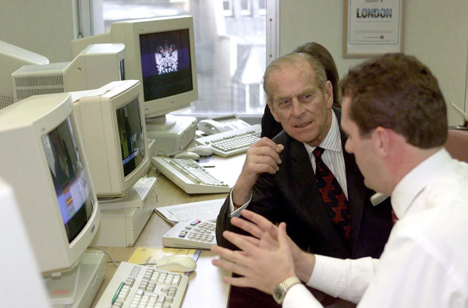 Prince Phillip tours the London Stock Exchange in 1998.