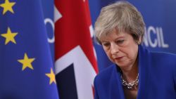 BRUSSELS, BELGIUM - NOVEMBER 25: British Prime Minister Theresa May departs after speaking at a press conference after attending a special session of the European Council over Brexit on November 25, 2018 in Brussels, Belgium. Ms May spoke after leaders of the 27 remaining member states of the European Union met and approved the United Kingdom's withdrawal agreement for leaving the European Union and the political declaration that will set the course for the U.K.'s relationship with the E.U. once Brexit is complete.  (Photo by Sean Gallup/Getty Images)