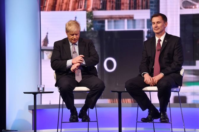 Johnson and Foreign Secretary Jeremy Hunt take part in the Conservative Leadership debate in June 2019.