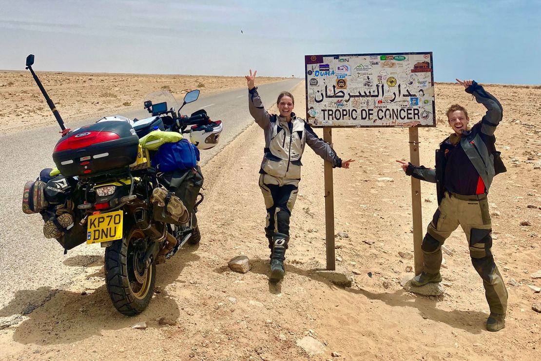 The pair during a stop in North Africa.