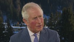 A picture of Prince Charles being interviewed by Max Foster in Davos.