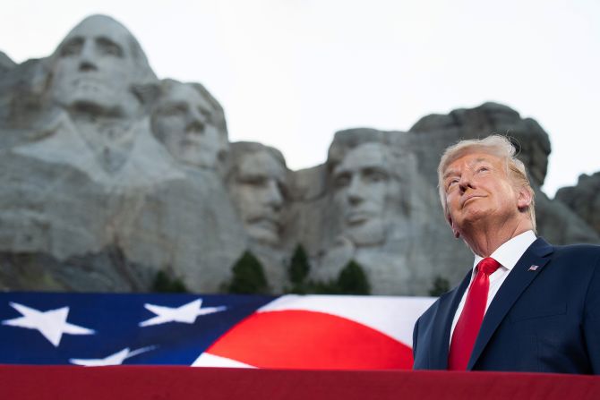 Trump arrives at Mount Rushmore for his <a href="https://www.cnn.com/2020/07/03/politics/trump-mount-rushmore-fireworks/index.html" target="_blank">Independence Day celebration</a> in Keystone, South Dakota, in July 2020.