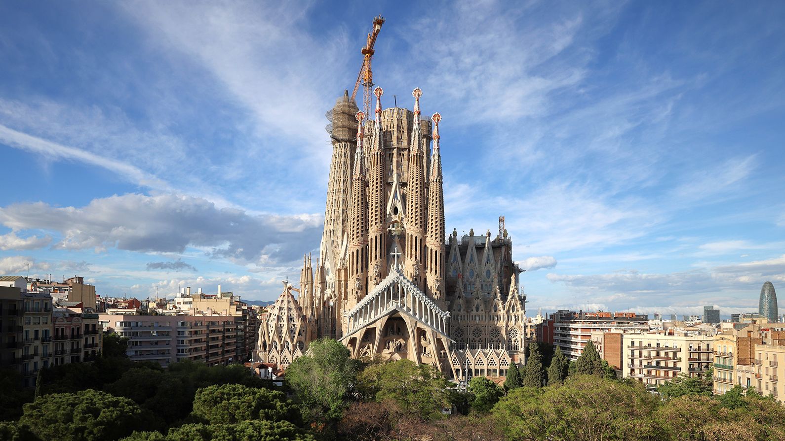 The Sagrada Familia sits in the center of Barcelona.