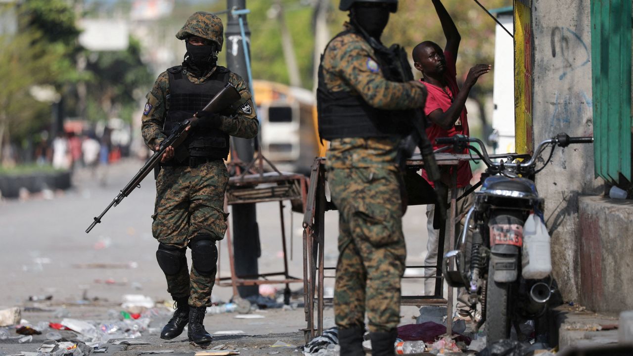 Police officers patrol as Haiti remains in state of emergency due to the violence, in Port-au-Prince, Haiti March 9, 2024. REUTERS/Ralph Tedy Erol