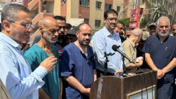 Palestinian doctor Mohammad Abu Selmeyah, the director of Al Shifa Hospital who was detained by Israeli forces, speaks to the media after his release from an Israeli jail, amid the Israel-Hamas conflict, at Nasser hopsital in Khan Younis in the southern Gaza Strip July 1, 2024. REUTERS/Mohammed Salem