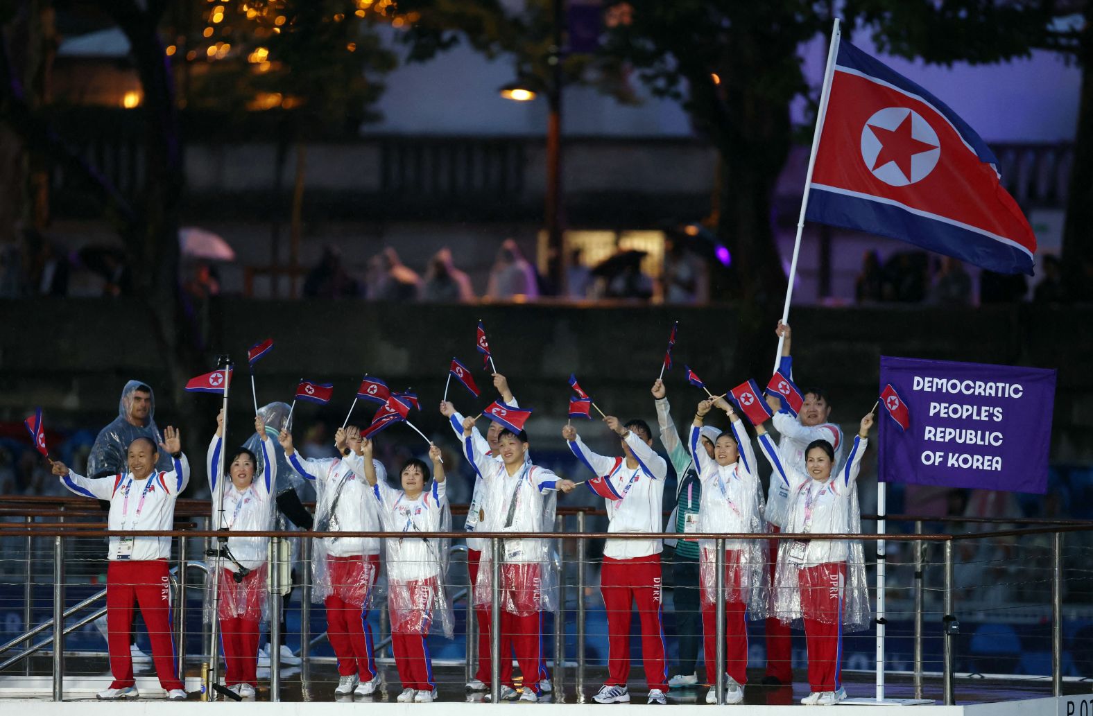 North Korean athletes wave during the Parade of Nations. North Korea <a href="https://www.cnn.com/2021/09/08/sport/north-korea-beijing-olympics-intl-hnk-spt/index.html">was barred from competing at the 2022 Winter Olympics in Beijing</a> as part of its punishment for its “unilateral decision” to drop out of the Summer Games in Tokyo in 2021.