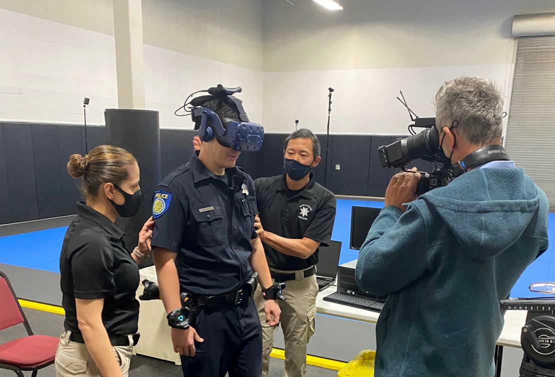 Sacramento Police Department officers experience real-life police encounters adapted for virtual reality training.