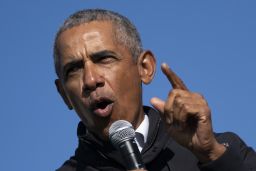 Barack Obama speaks at a campaign rally for Joe Biden on October 31, 2020, in Flint, Michigan.