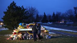 Outside of Oxford High School on December 1, 2021 in Oxford, Michigan.  Four students were killed and seven injured when student Ethan Crumbley allegedly opened fire on fellow students at the school.   