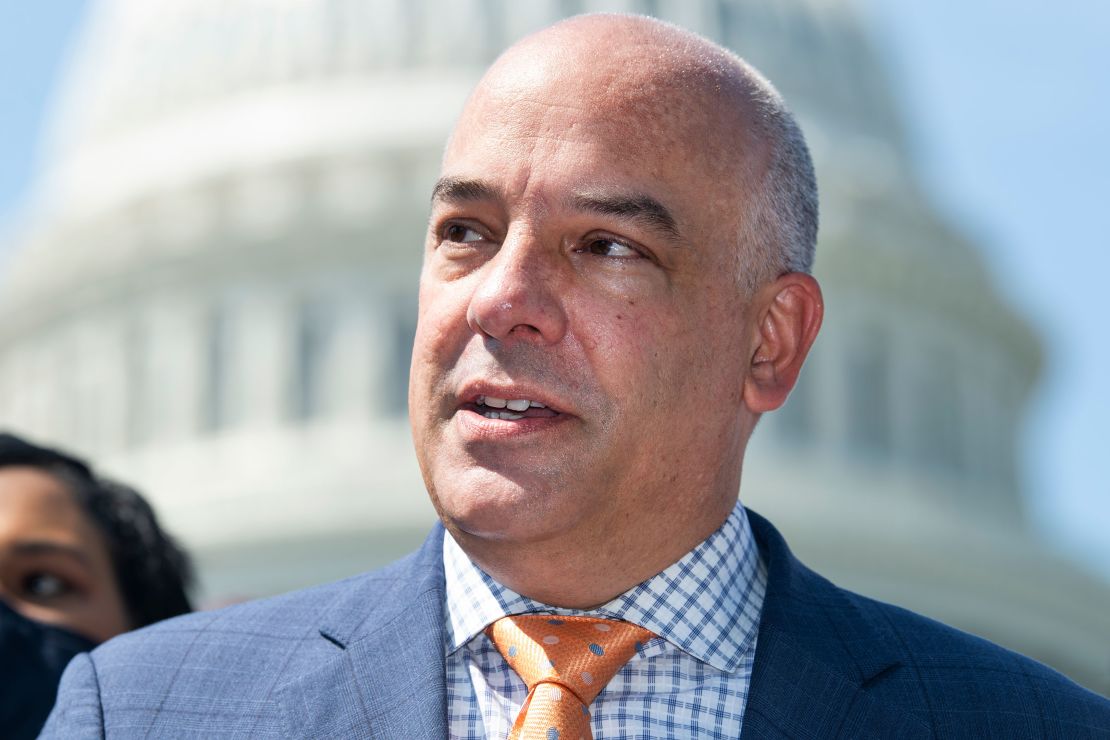 Texas state Rep. Chris Turner, seen here at a news conference at the US Capitol in August 2021, says a Democratic primary challenge would push him to the left.