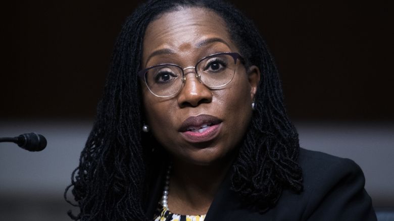 Ketanji Brown Jackson, nominee to be U.S. Circuit Judge for the District of Columbia Circuit, testifies during her Senate Judiciary Committee confirmation hearing in Dirksen Senate Office Building on April 28, 2021 in Washington, DC. Ketanji Brown Jackson, nominee to be U.S. Circuit Judge for the District of Columbia Circuit, and Candace Jackson-Akiwumi, nominee to be U.S. Circuit Judge for the Seventh Circuit, testified on the first panel. 