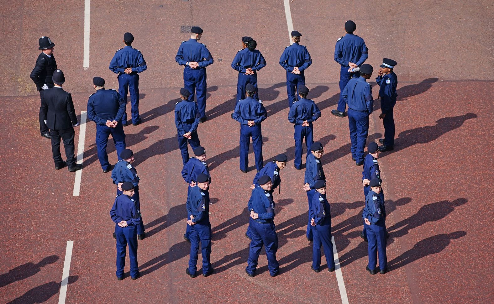 Police officers line up on The Mall ahead of the Trooping the Colour parade on Thursday.