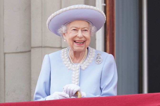 The Queen watches the Trooping the Colour parade in London during her <a href="http://www.cnn.com/2022/06/02/uk/gallery/queen-elizabeth-platinum-jubilee/index.html" target="_blank">Platinum Jubilee celebrations</a> in June 2022. She is the first British sovereign to celebrate a Platinum Jubilee -- 70 years on the throne. "I have been humbled and deeply touched that so many people have taken to the streets to celebrate my Platinum Jubilee," the Queen said in a released statement. "While I may not have attended every event in person, my heart has been with you all; and I remain committed to serving you to the best of my ability, supported by my family."