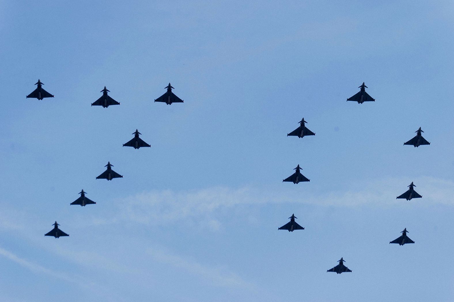 Planes spell out the number 70 as they fly over Buckingham Palace on Thursday.