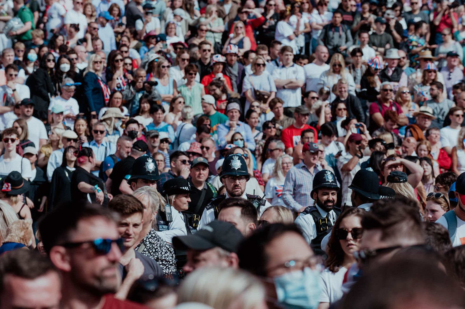 Crowds gather in London for the parade.