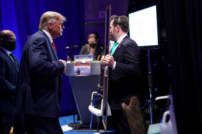 Trump prepares to speak at the Conservative Political Action Conference in Orlando in February 2021. He was making <a href="https://www.cnn.com/2021/03/01/politics/cpac-2021-trump-speech-american-democracy/index.html" target="_blank">his first public remarks since leaving the White House.</a>