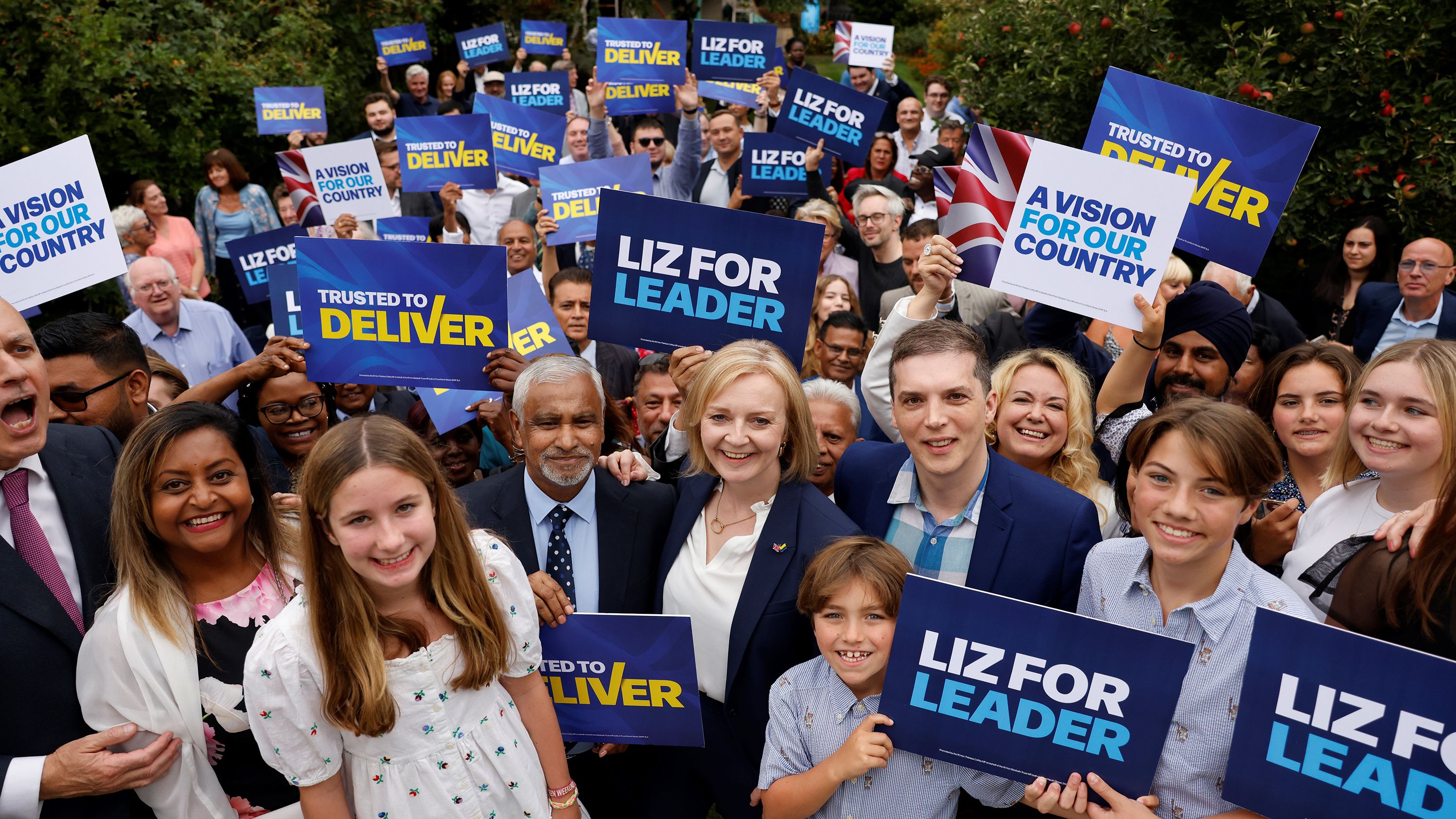 Truss meets supporters during a campaign event in London in July 2022.