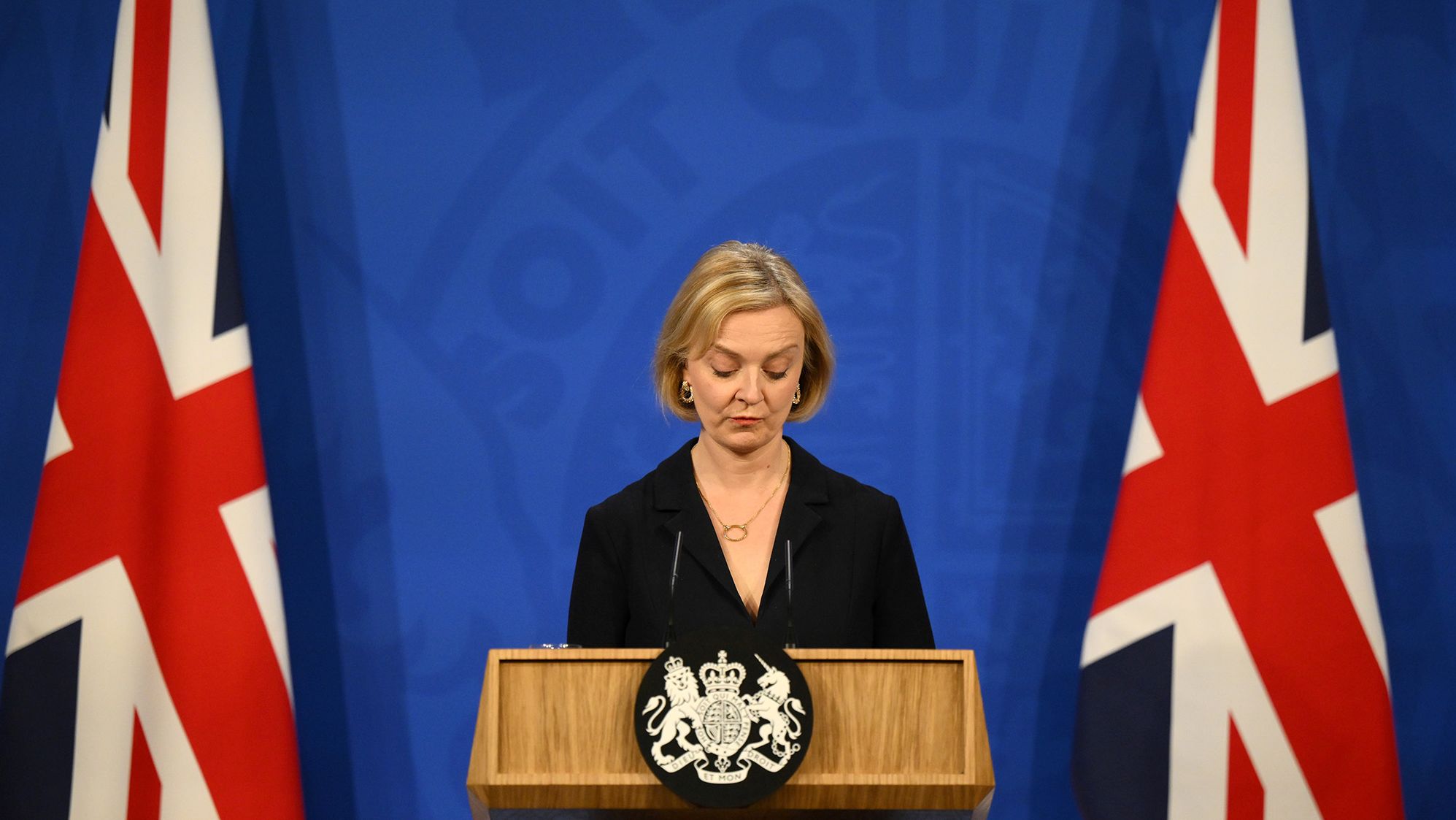 Truss holds a news conference in October 2022 after <a href="https://www.cnn.com/2022/10/14/uk/liz-truss-tax-u-turn-trouble-analysis-intl-gbr/index.html" target="_blank">sacking Kwarteng.</a> Asked whether she would say sorry to her party's lawmakers, some of whom were publicly trashing her economic agenda, she replied: "I am determined to deliver on what I set out when I campaigned to be party leader. We need to have a high-growth economy but we have to recognize that we are facing very difficult issues as a country."