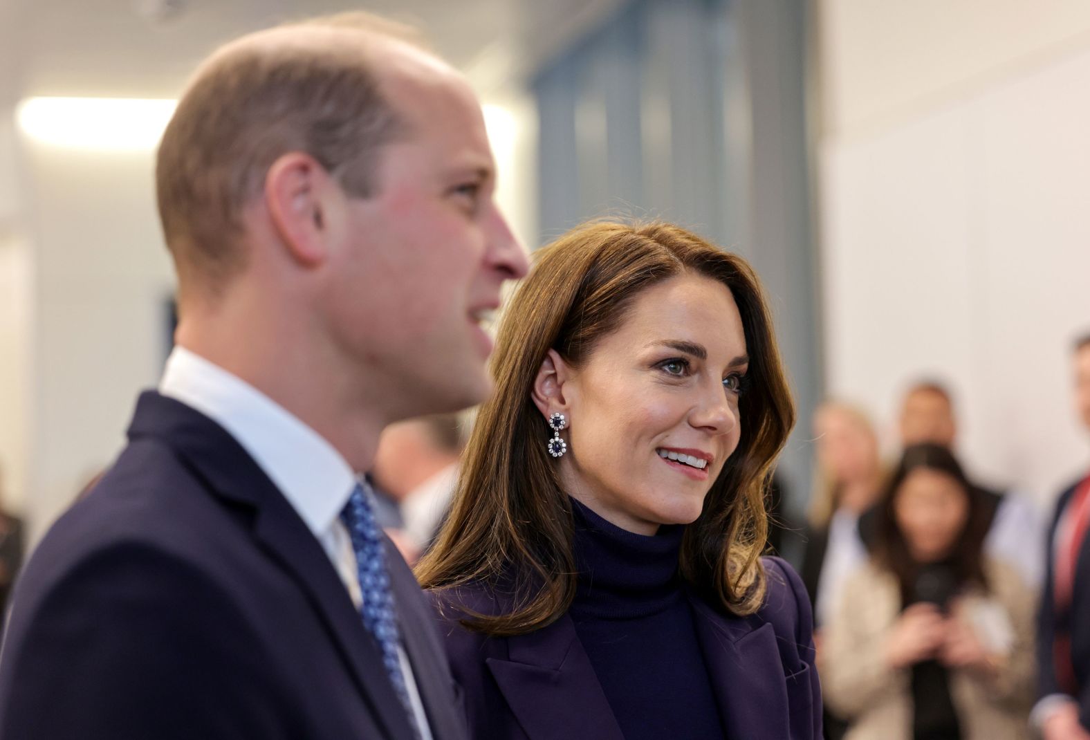 William and Kate arrive at Logan International Airport in Boston on Wednesday.