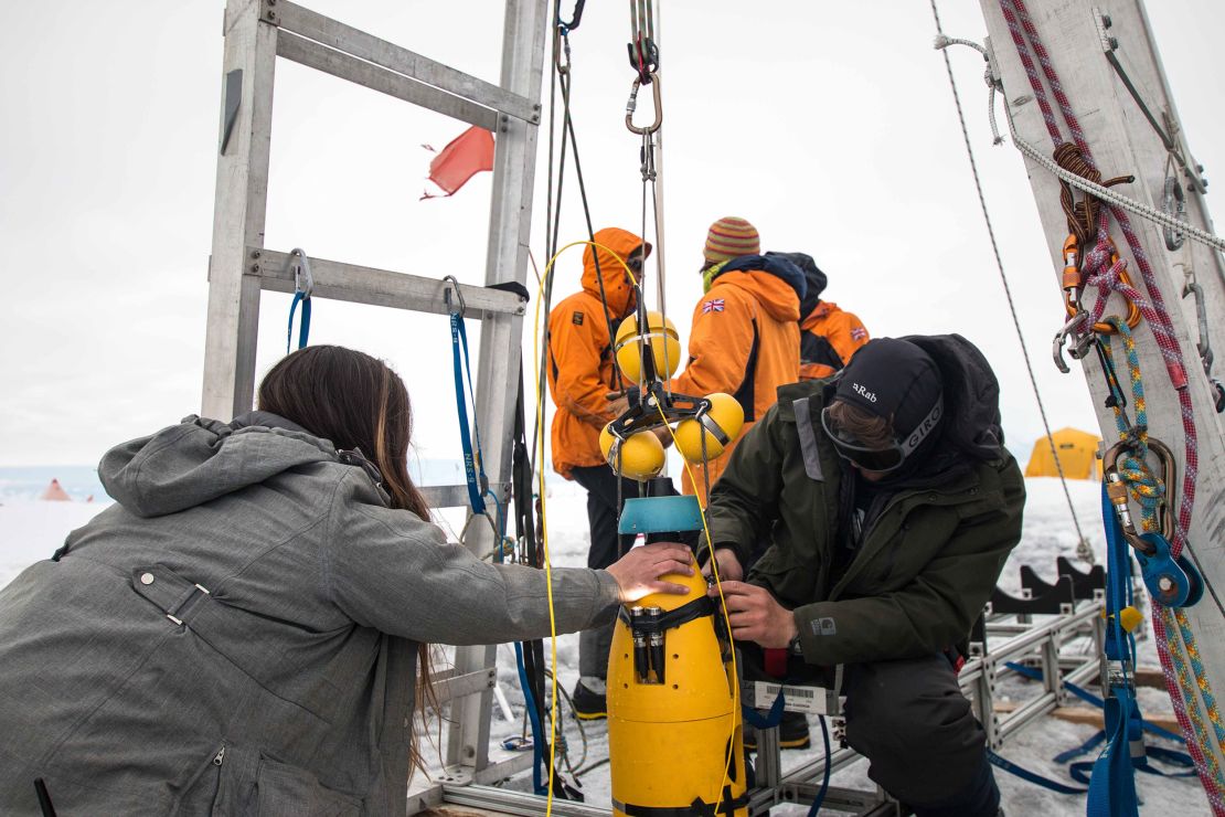 Icefin deployment at Thwaites Glacier in January 2020.