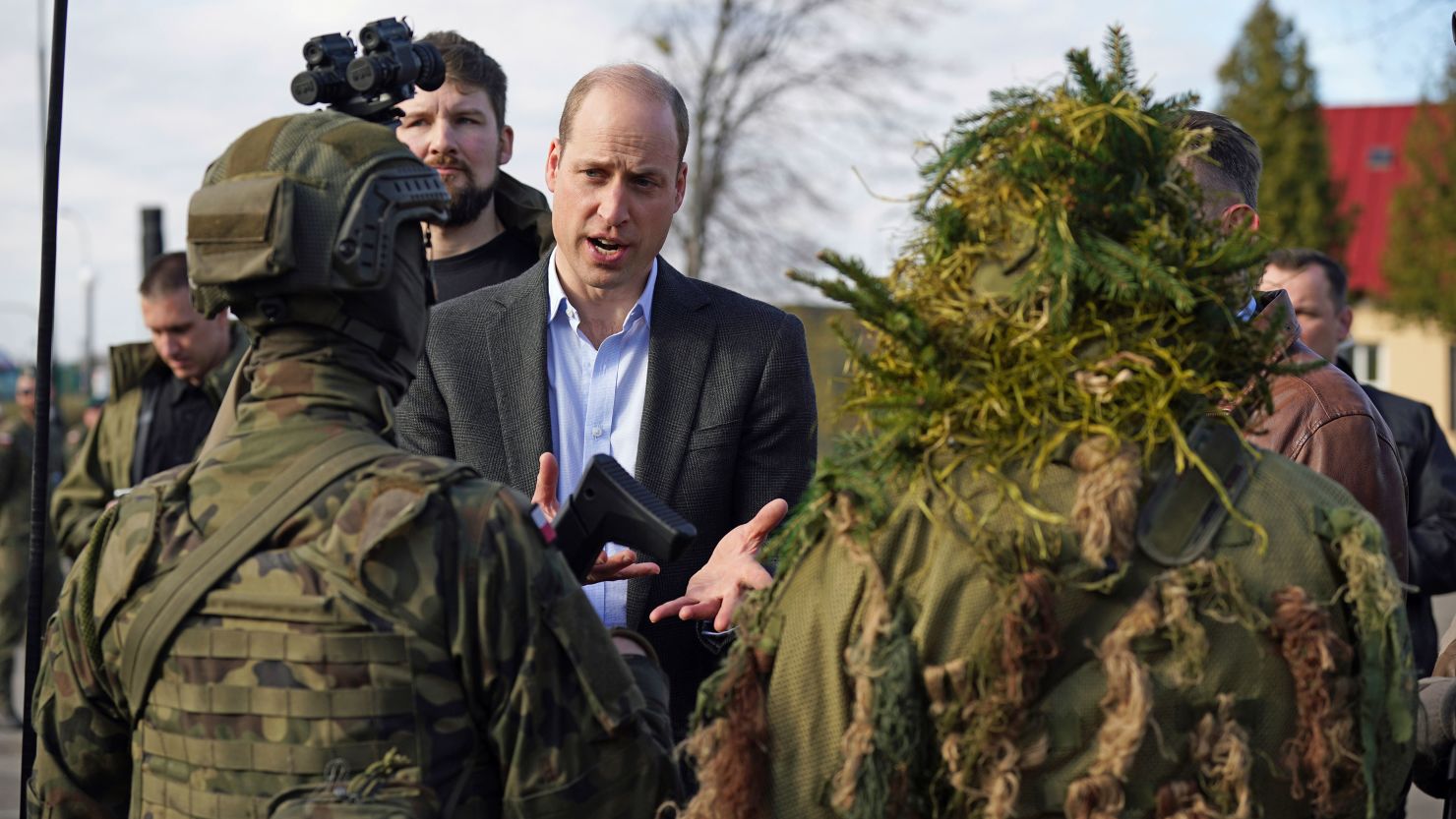 The Prince of Wales met members of the Polish military during a visit to the 3rd Brigade Territorial Defense Force base in Rzeszów, Poland on Wednesday, March 22. 