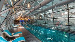 The swimming pool at the Oryx Hotel in Doha's airport.