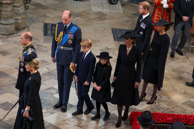 William and Catherine walk with Prince George and Princess Charlotte at the <a href="http://www.cnn.com/2022/09/19/uk/gallery/queen-elizabeth-ii-funeral/index.html" target="_blank">state funeral of Queen Elizabeth II</a> in September 2022.