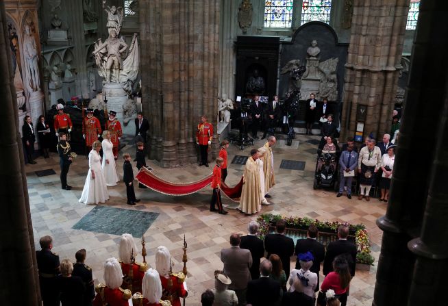 The King and Queen <a href="https://www.cnn.com/uk/live-news/king-charles-iii-coronation-ckc-intl-gbr/h_94f8991ad84c43b4548be766efd7779c" target="_blank">entered the Abbey</a> to the strains of "I was glad," the stirring coronation anthem written by Hubert Parry for the coronation of King Edward VII in 1902. It has been sung at all coronations since then.