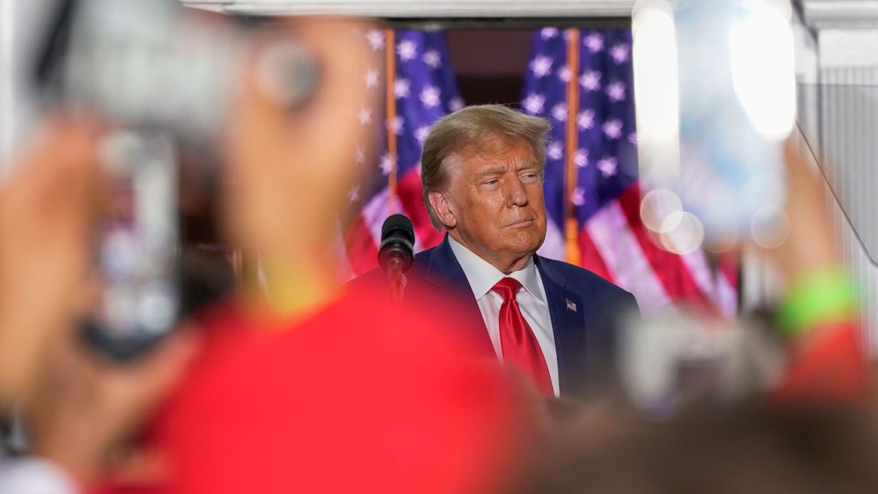 Former President Donald Trump speaks to supporters at Trump National Golf Club Bedminster, Tuesday, June 13, in Bedminster, New Jersey.