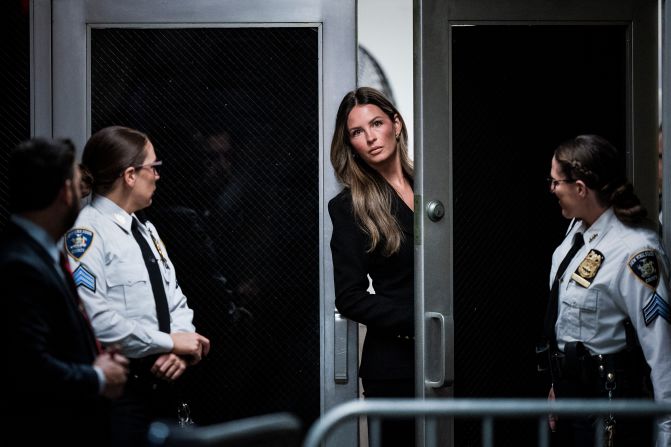 Margo Martin, Trump's deputy director of communications, arrives at the courthouse in New York on April 15.