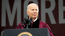 President Joe Biden speaks to graduating students at the Morehouse College commencement Sunday, May 19, 2024, in Atlanta. (AP Photo/Alex Brandon)